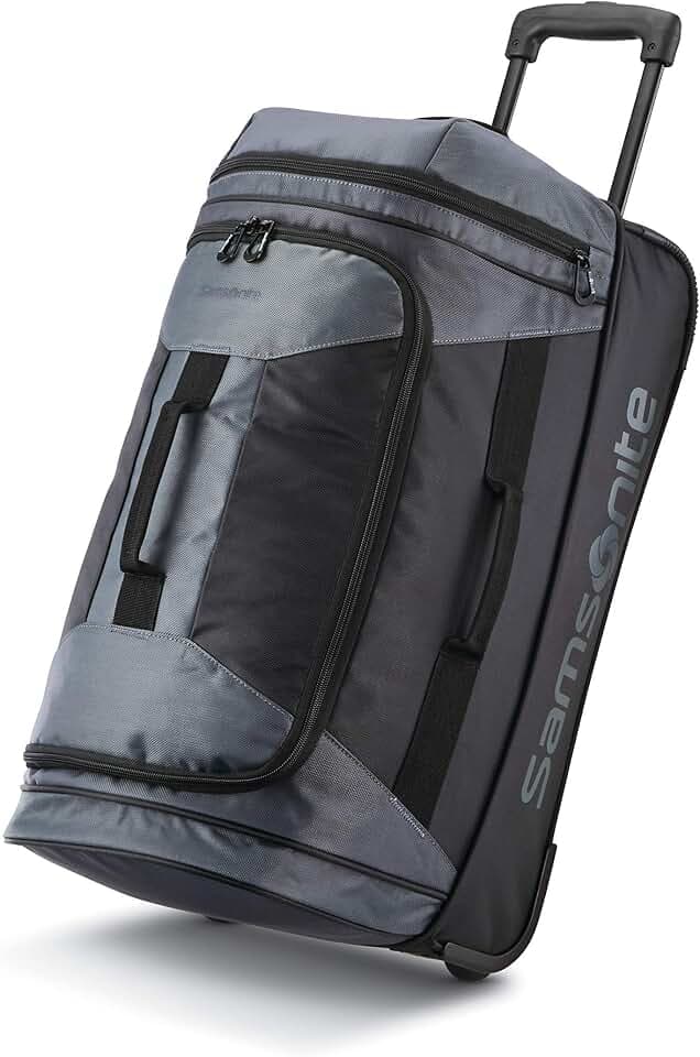 Samsonite Andante 2 Wheeled Duffel Bag – 22-Inch Durable Rolling Luggage with Inline Skate Wheels, Push-Button Handle & Spacious Compartments – Travel-Friendly and Lightweight - Moss Green/Black