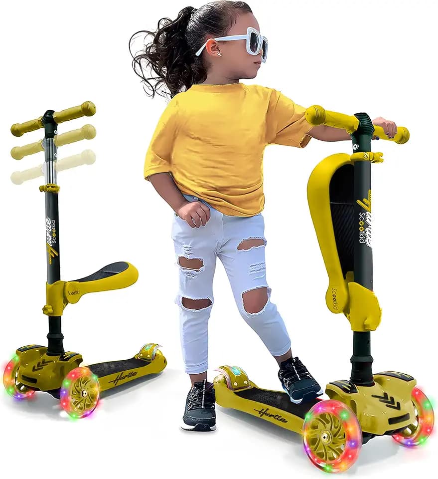 Hurtle 3-Rad-Kinderroller mit Klappsitz und LED-Rädern, ab 2 Jahre
