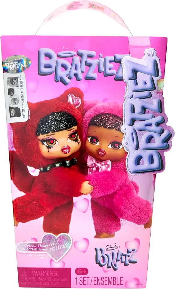 Bratz Bratziez Sweetheartz Plush Blind Box with Charm Clip and Accessory, Collectible Characters