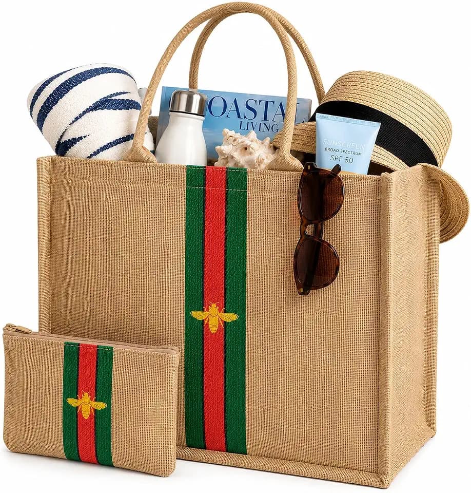 Large Beach Bag Jute Woven Tote