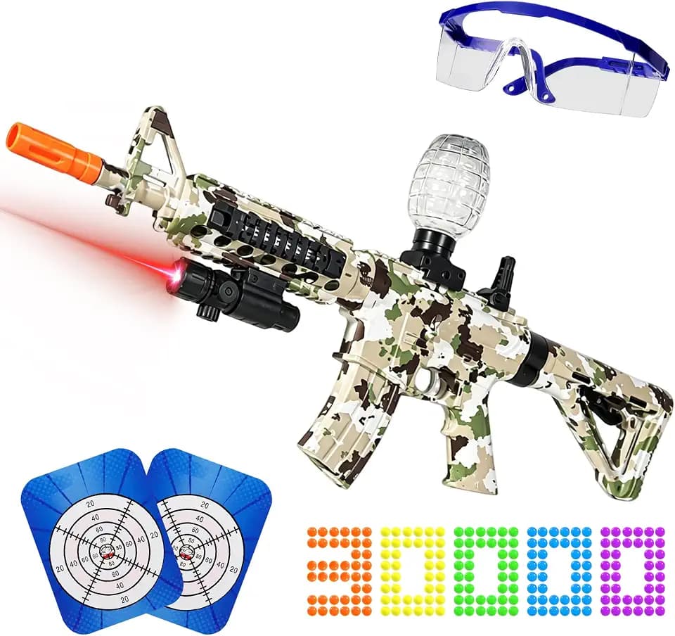 Gel Splat Blaster with Colorful Light and Spray Tracer - Fully Automatic Splatter 12 Orby per Second - 7.4V Modular Rechargeable Battery Powered - Outdoor Team Game Activities - for Ages 14+