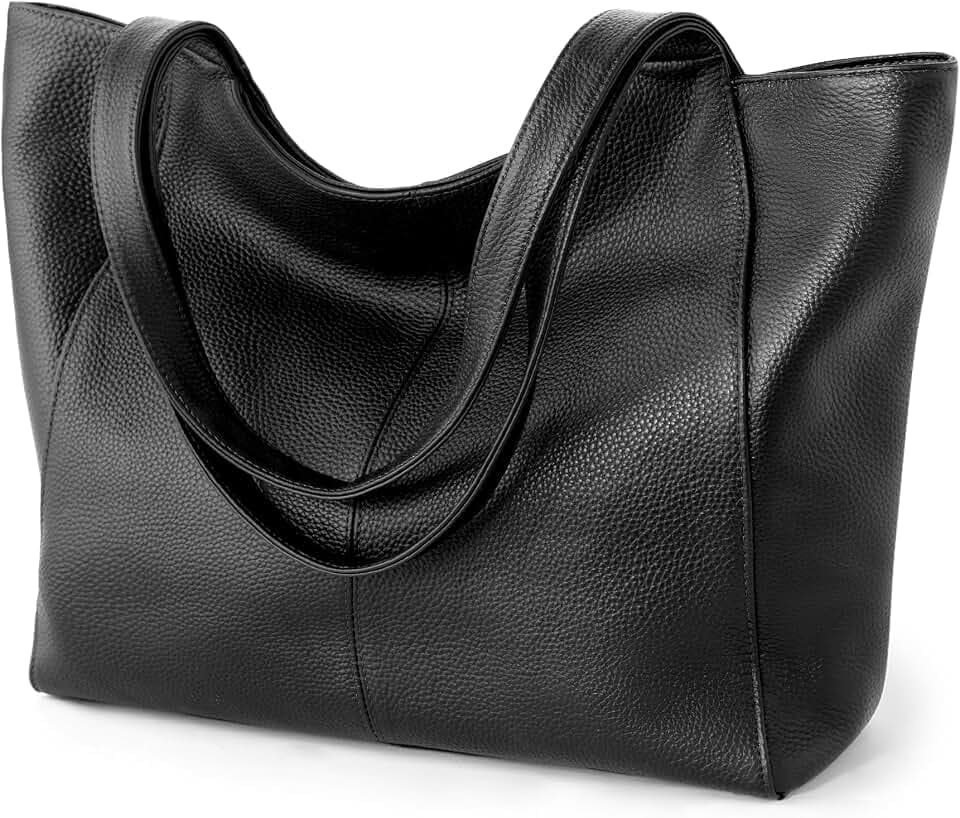 befen Soft Genuine Leather Tote Bag for Women Work with Zipper Slouchy Bags