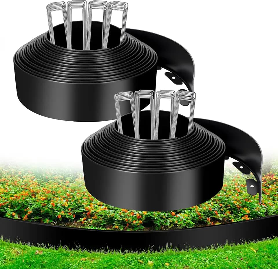 4 Inch x 66 FT (Multiple Sizes Available) Landscape Edging, Garden Edging Borders with 70pcs Upgrade Stakes, Flexible No Dig Plastic Garden Border for Lawn, Landscaping, Flower Beds, tree and Yard