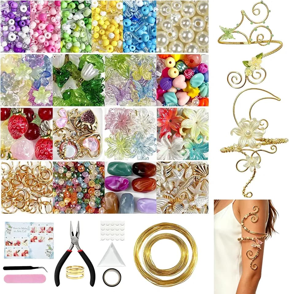 SMUOBT 1800Pcs Wire Jewelry Making Kit Aluminum Wire Wrap Arm Cuff Craft Supplies for Women