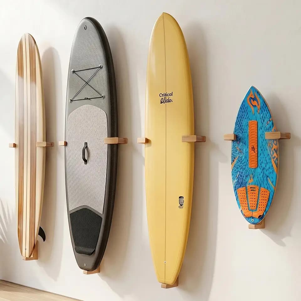 Surfboard Wall Rack, Wooden Wall Mount & Decor Display for Paddle Boards