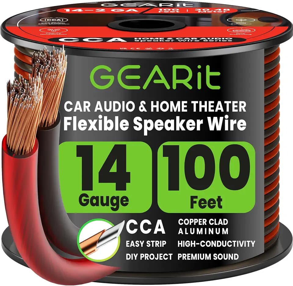 GEARit CCA Lautsprecher kabel 2 x 2,50 mm² 30 Meter Audio Kabel 14 AWG Speaker Cable HiFi Boxkabel 2 Adriges für Audiosystem/Heimkino/Auto Schwarz/Rot