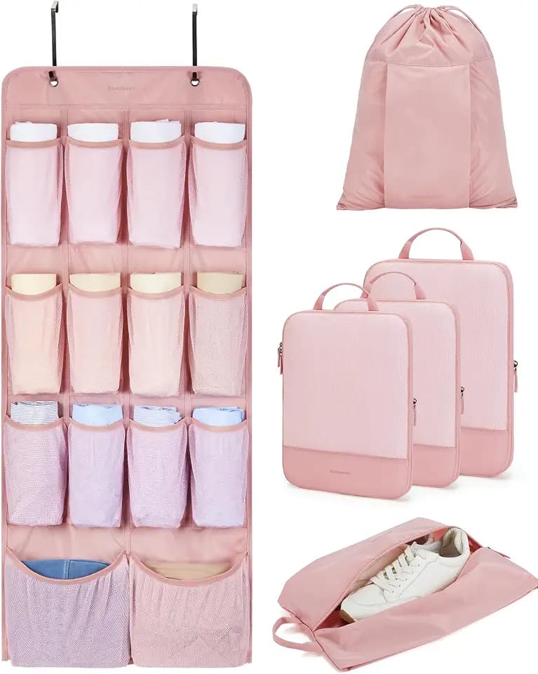 BAGSMART Hanging Compression Packing Cubes 6 Set Cruise Travel Essentials