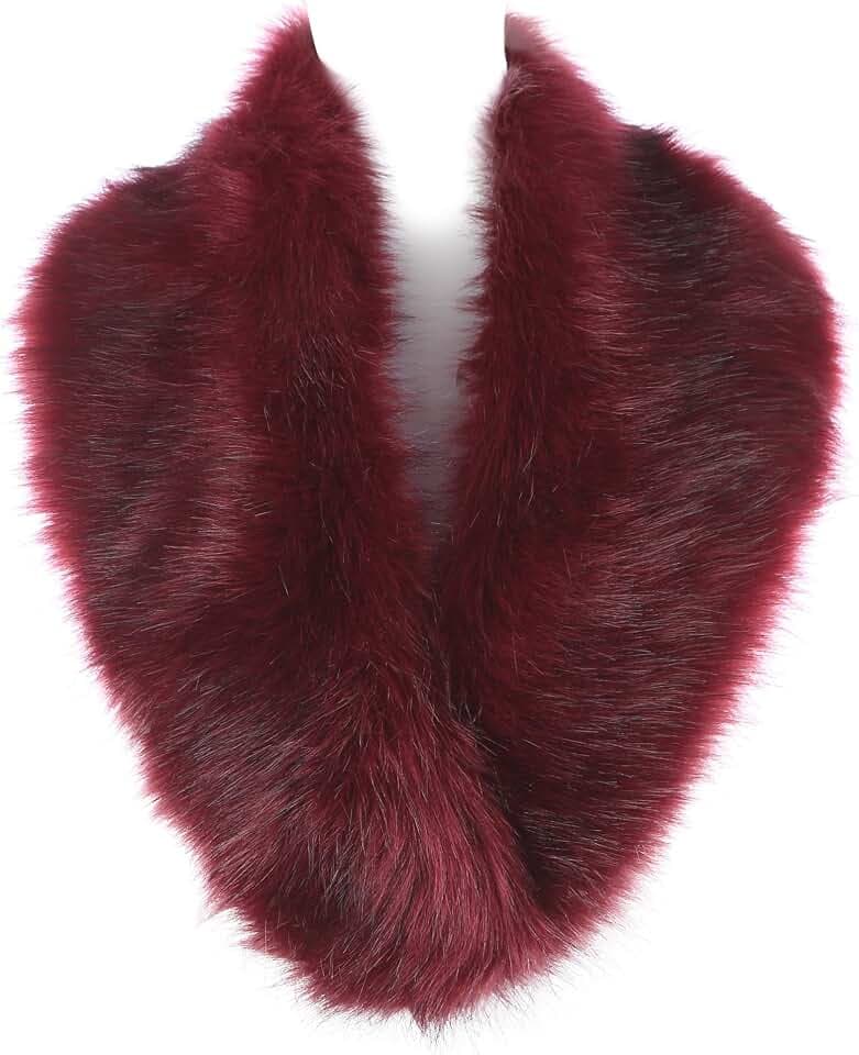 Saferin Damen Winter Schal Fuchspelz Kragen Pelzkragen (Bordeux)