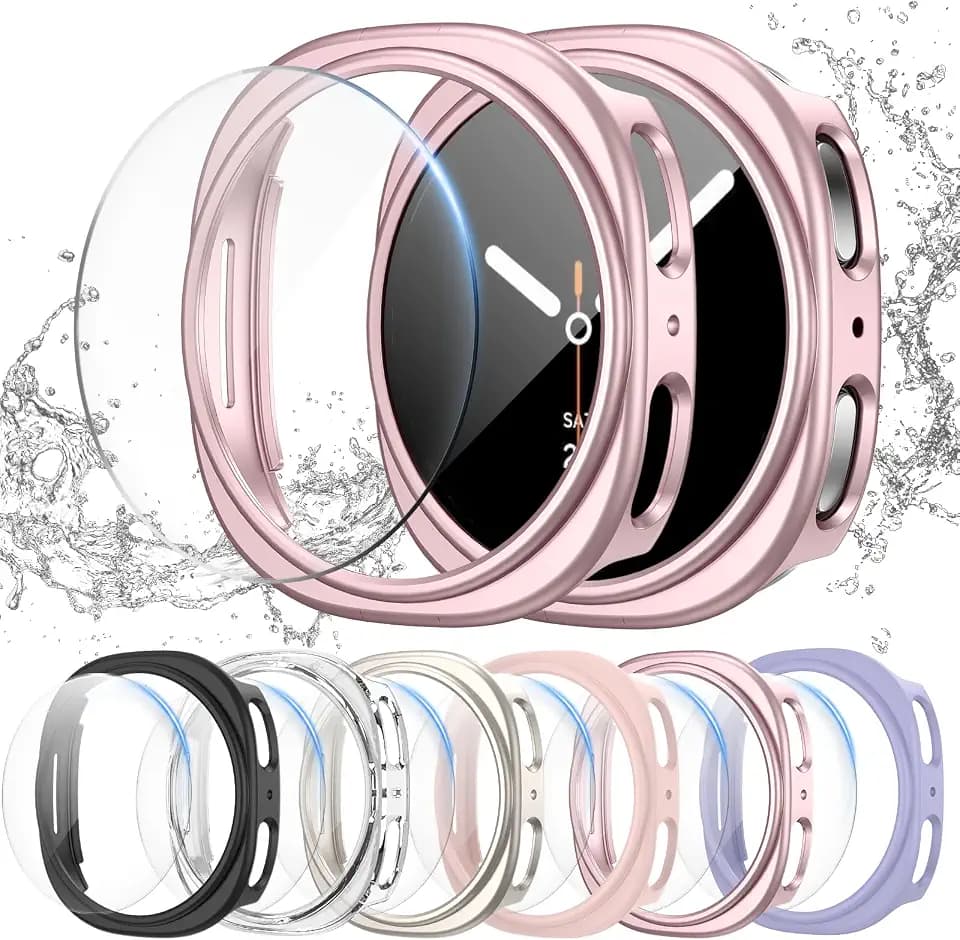 6+6 Pack for Samsung Galaxy Watch 8/9 40mm Screen Protector Case
