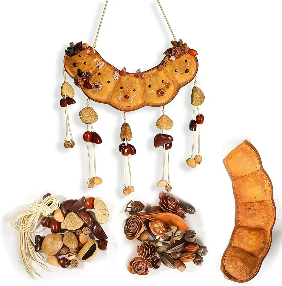 DIY Dried Flowers & Peapod Doll Craft Making Set, Natural Plant Materials with Pinecones, Acorns for Home Decor, Christmas Decoration, DIY for Mom (U)