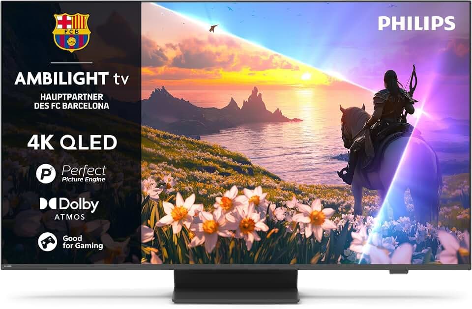 PHILIPS Ambilight 55PUS8600 4K QLED Smart TV - 55 Zoll Display mit P5 Perfect Picture Engine Ultra HD, Titan OS, Dolby Vision und Dolby Atmos Sound