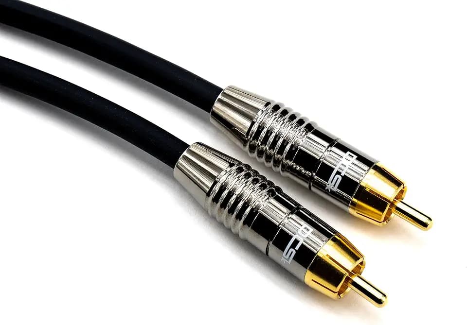 DCSk 20m Audio Subwoofer-Kabel (20 m) vergoldet & 3-fach geschirmt, Mono Cinch-Kabel mit 1 zu 1 Cinch-Stecker, Audiokabel, Menge: 1 Stück