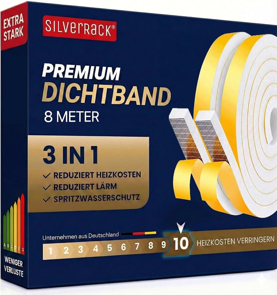SilverRack Dichtungsband selbstklebend Weiß - 8m x 12 mm x 6 mm