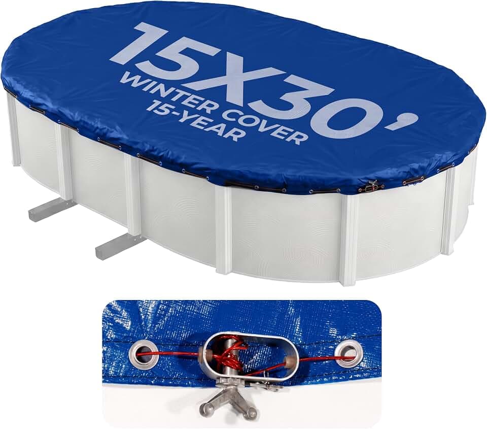 Blue Wave BWC922 Gold Winterabdeckung für Schwimmbecken, oval, 15 Jahre, 4,6 x 9,1 m, Königsblau