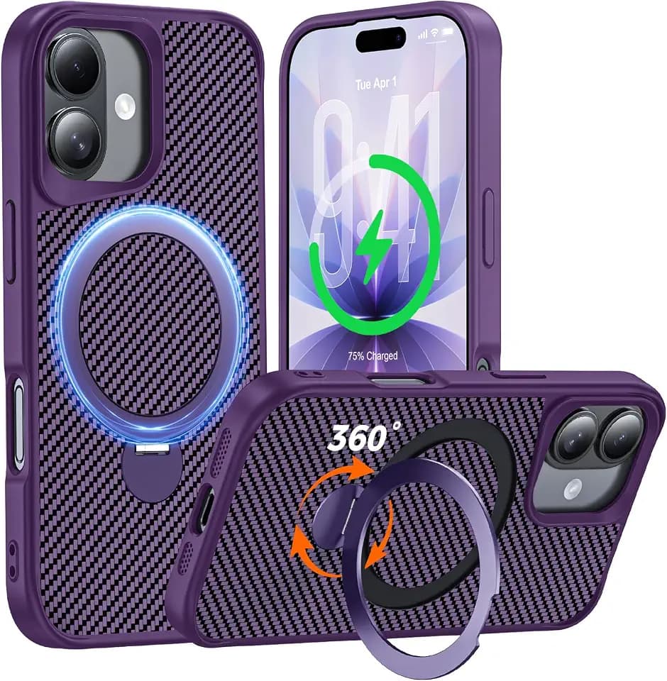 Designed for iPhone 17 Case with Stand, Deep Purple