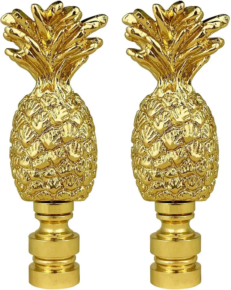 Royal Designs Trendy Resort Pineapple 2.75" Lamp Finial for Lamp Shade, Polished Brass - Set of 2