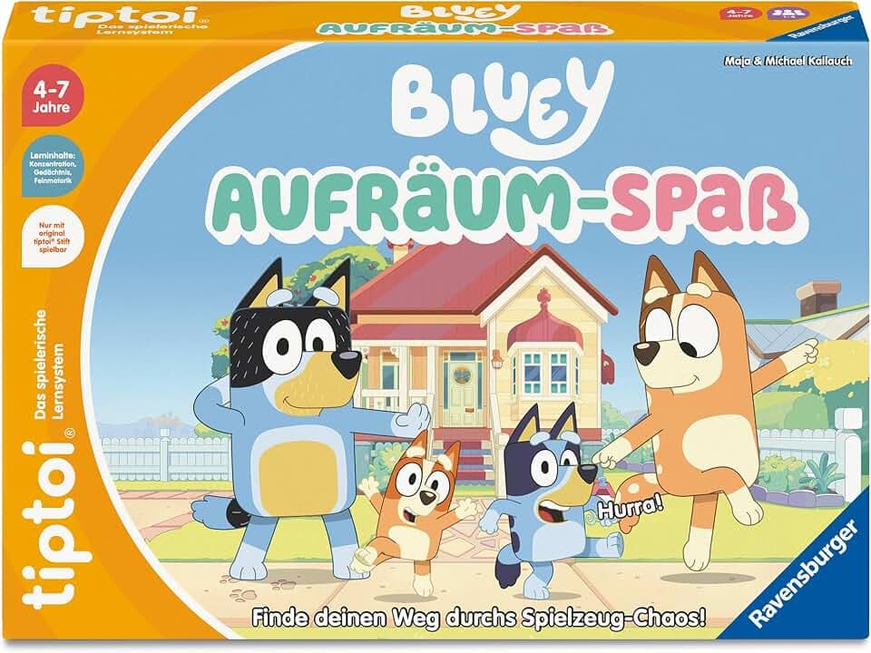 Ravensburger tiptoi Spiel 00239 - Bluey Aufräum-Spaß - Lernspiel ab 4 Jahren, für 1-4 Spieler