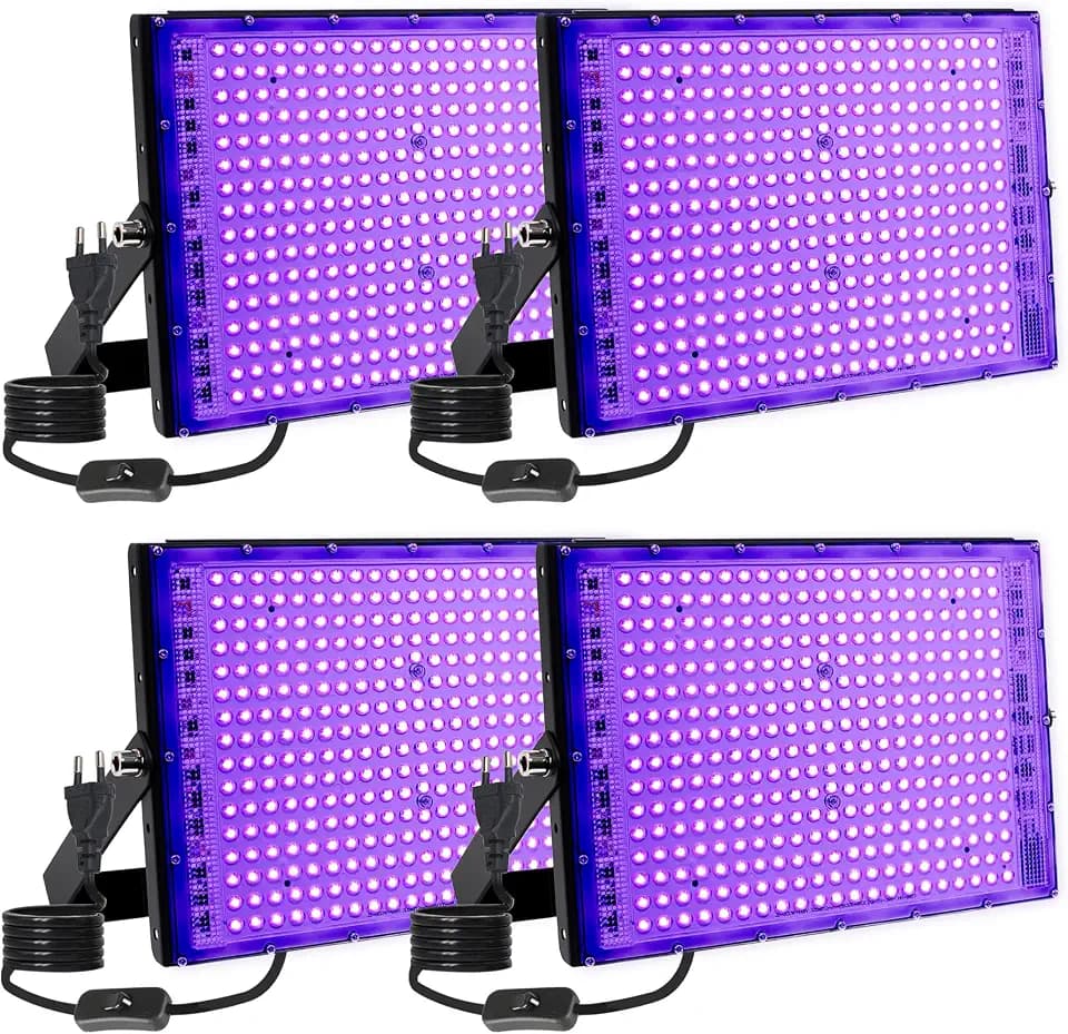 4er-Set UV Schwarzlicht Strahler 300W, LED Blacklight Fluter