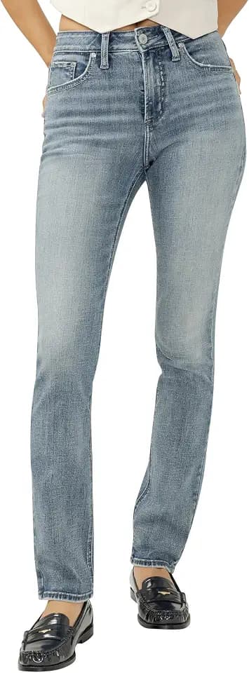 Silver Jeans Co. Women's Avery High Rise Curvy Fit Straight Leg Jeans