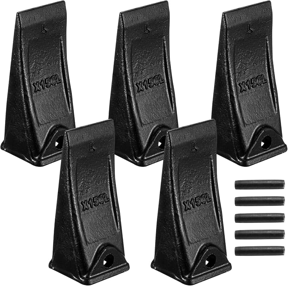 Hicarer 5 Set X156L Excavator Bucket Teeth with 156LPN Pins, Mini Backhoe Skid Steer Accessories Compatible with Hensley X156