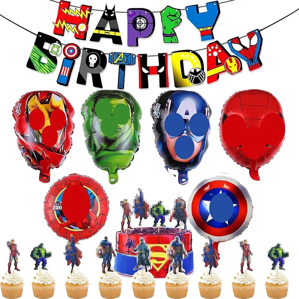 Superhelden Avengers Geburtstags Deko Luftballons Superhelden Party Dekoration Avengers Folienballons 24 Stück Cake Toppers Für geburtstag Deko