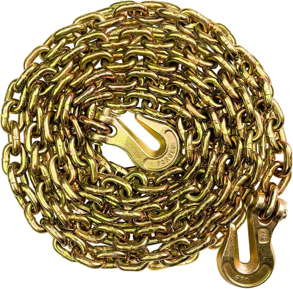 5/16 Chain Trailer Chains with Hooks, Grade 80 Tow Log Chain 4900 lbs Working Load for Truck Farm Construction(5/16 in x 20FT)