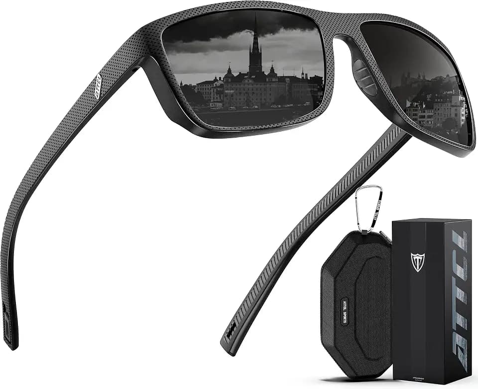 ATTCL 0.8 oz Square Polarized Sunglasses Men Driving TR90 UV400 Ultralight
