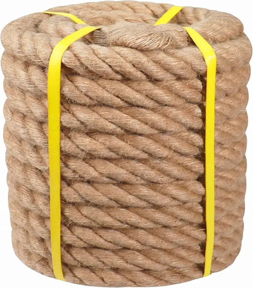 Natural Hemp Rope - 2 Inch x 100 Feet - Heavy Duty Jute Rope Manila Ropes for Docks, Nautical, Railings, Tug of War, Decorating