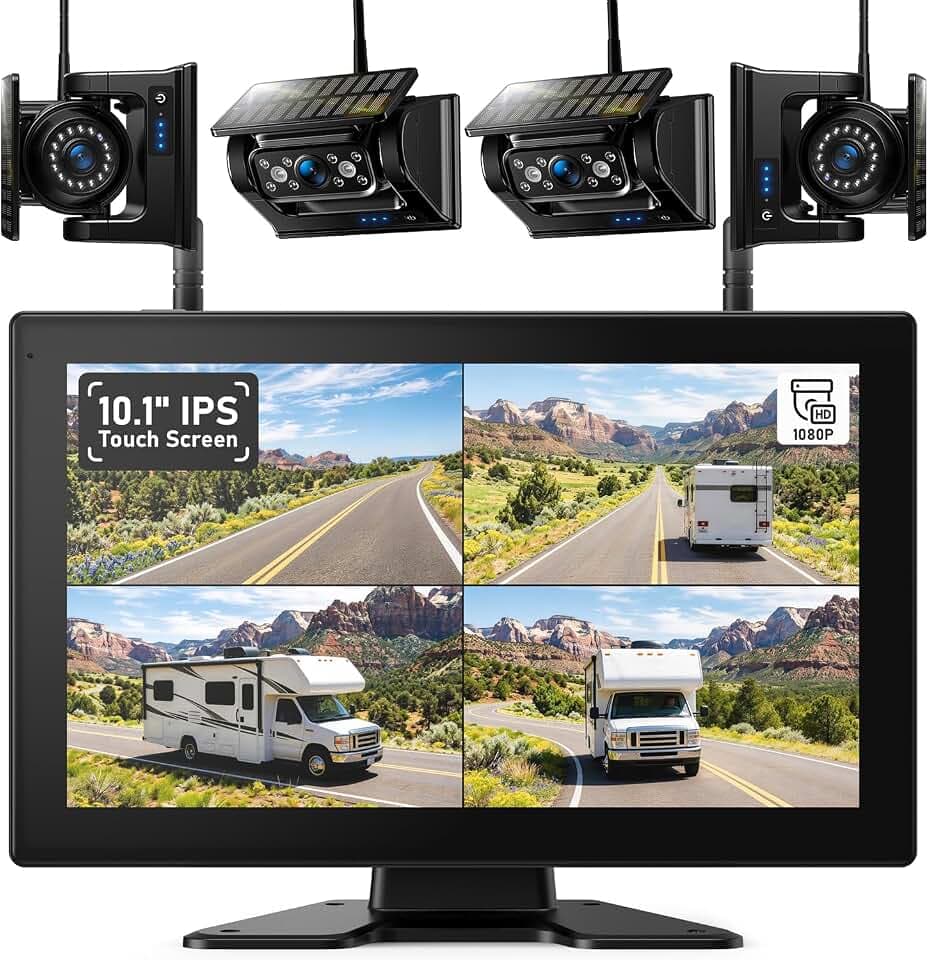 3 Wireless Backup Camera Solar Magentic Cameras with 7" DVR 1080P Touchscreen Monitor, 1-Min Install, IP69K & Night Vision for Truck, Trailer, RV, Camper-ZEROXCLUB BK703