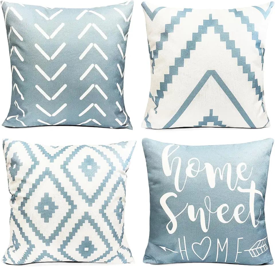Decorative Boho Farmhouse Throw Pillow Covers 16x16 inch Set of 4