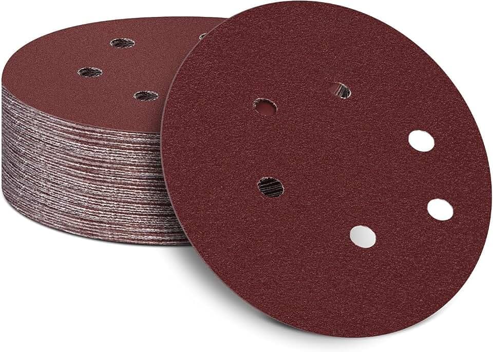 150mm Schleifpapier 80 Körnung, 6 inch Schleifscheiben für Exzenterschleifer, 6 Loch Schleifblätter für Holz Holzwerkstoffe Spanplatte Metall(25 Stück)