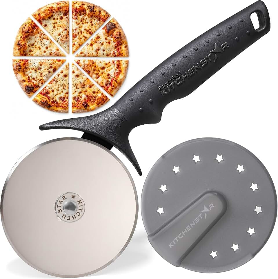 Pizza Cutter Wheel, 304 Stainless Steel Slicer with Blade Cover, 9-Inch