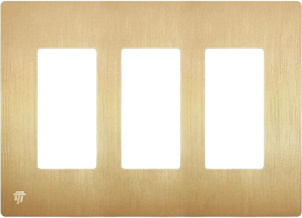 ENERLITES 3-Gang Brushed Gold Screwless Decorator Switch Wall Plate