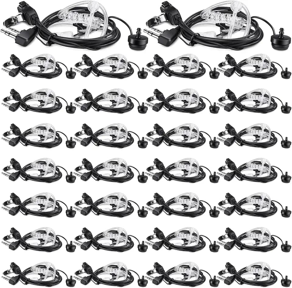 Weewooday 20 Pack Walkie Talkies Earpiece with Mic Radio 2 Pin Acoustic Tube Headset Earpiece Compatible with Baofeng UV-5R Retevis H-777 RT1 RT21 RT22 Arcshell AR-5 2 Way Radio