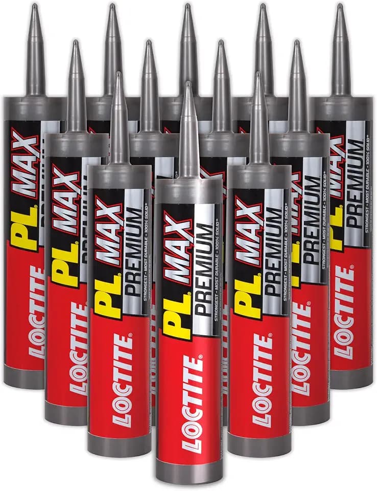 Loctite PL Premium Max Construction Adhesive, 9 fl oz Cartridge, 12 Pack - Versatile Construction Glue for Wood, Concrete, Stone & More