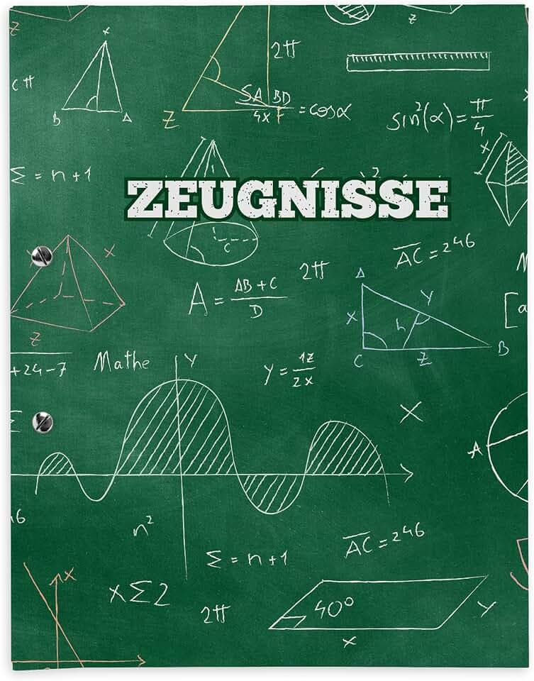 itenga Zeugnismappe mit Buchschrauben Motiv FORMELN erweiterbar für Kinder Jugendliche Erwachsene Mädchen und Jungen Schüler