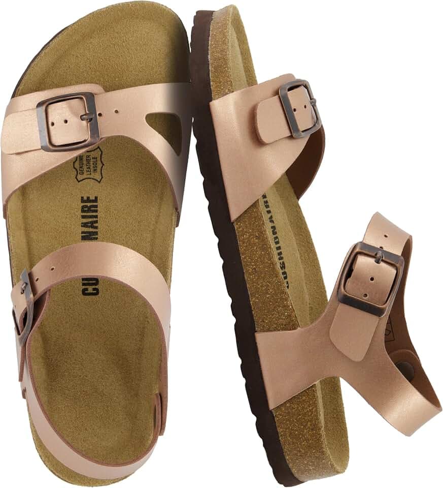 CUSHIONAIRE Lauri Cork Footbed Sandals for Women with Ankle Backstrap