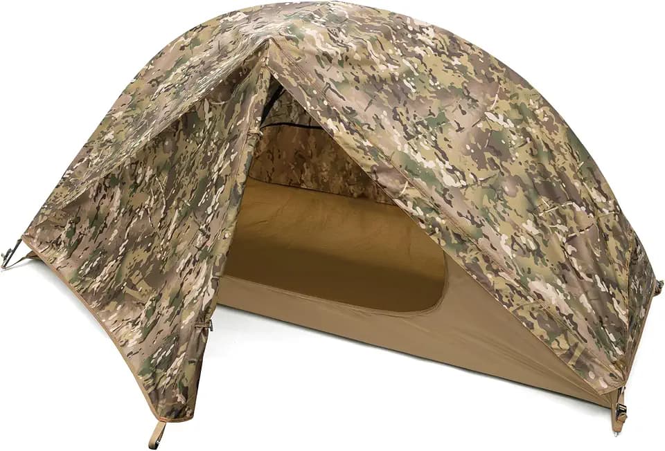FREE SOLDIER Campingzelt Outdoor Ultraleichtes Einmannzelt In Camouflage, Outdoor-Camping,1 Person Zelt Abenteuer angelzelt einfach aufzubauen und zu tragen moskitoschutz,Wasserdicht