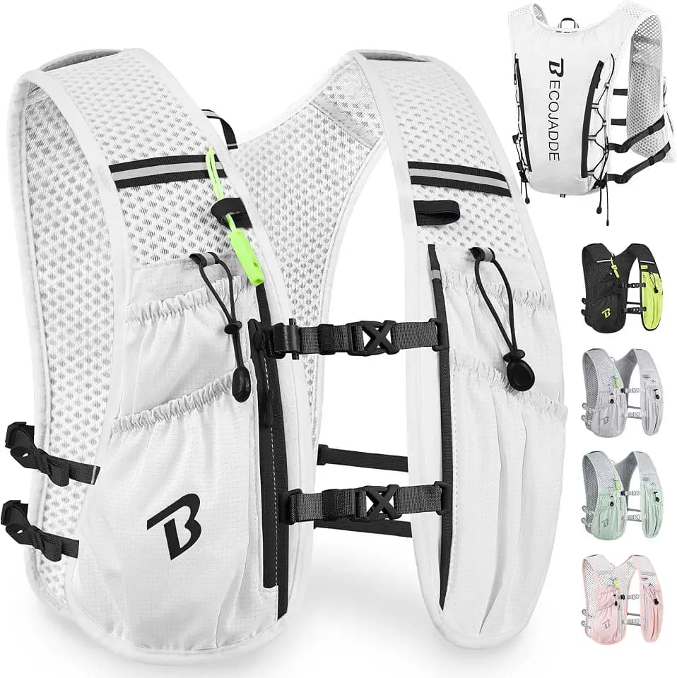 BECOJADDE Running Vest for Women Men, 5L/6L Lightweight Hydration Backpack Running Pack for Marathon, Trail, Cycling, Hiking, Jogging