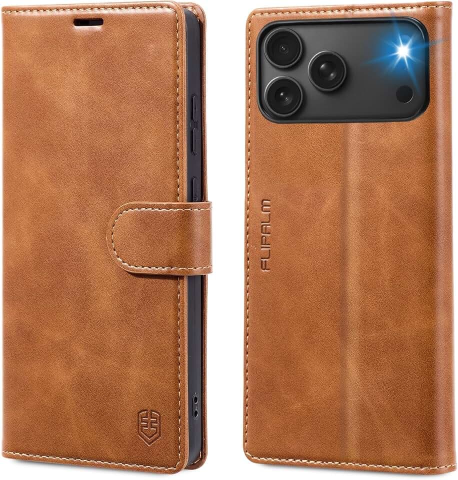 FLIPALM Wallet Case for iPhone 17 Pro 6.3'', Camel