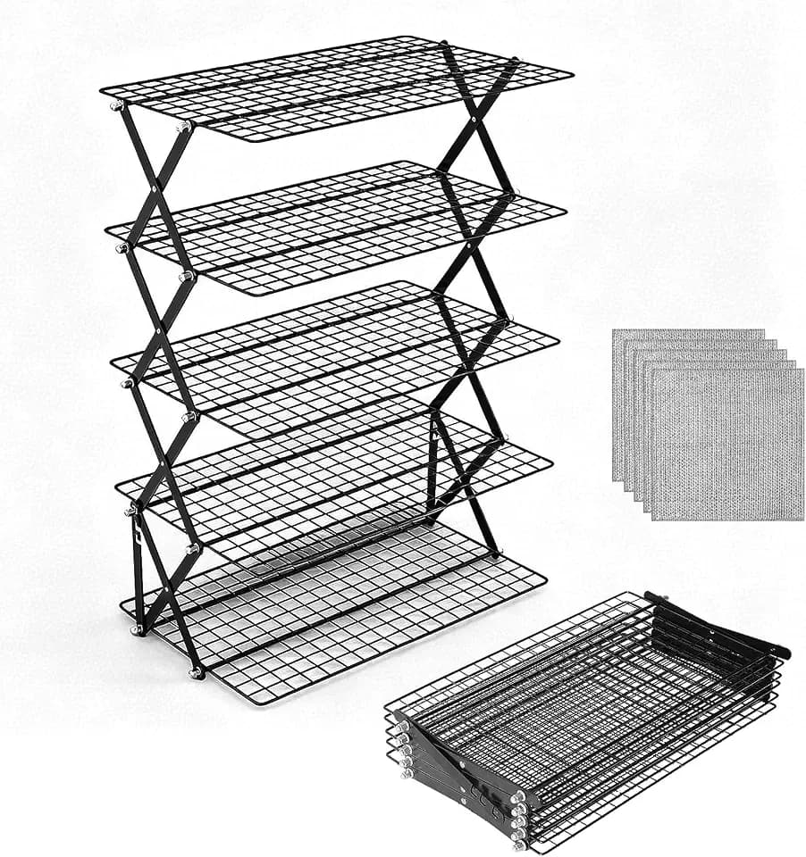 5 Tier Collapsible Cooling Rack 6-Level Height Stackable Baking