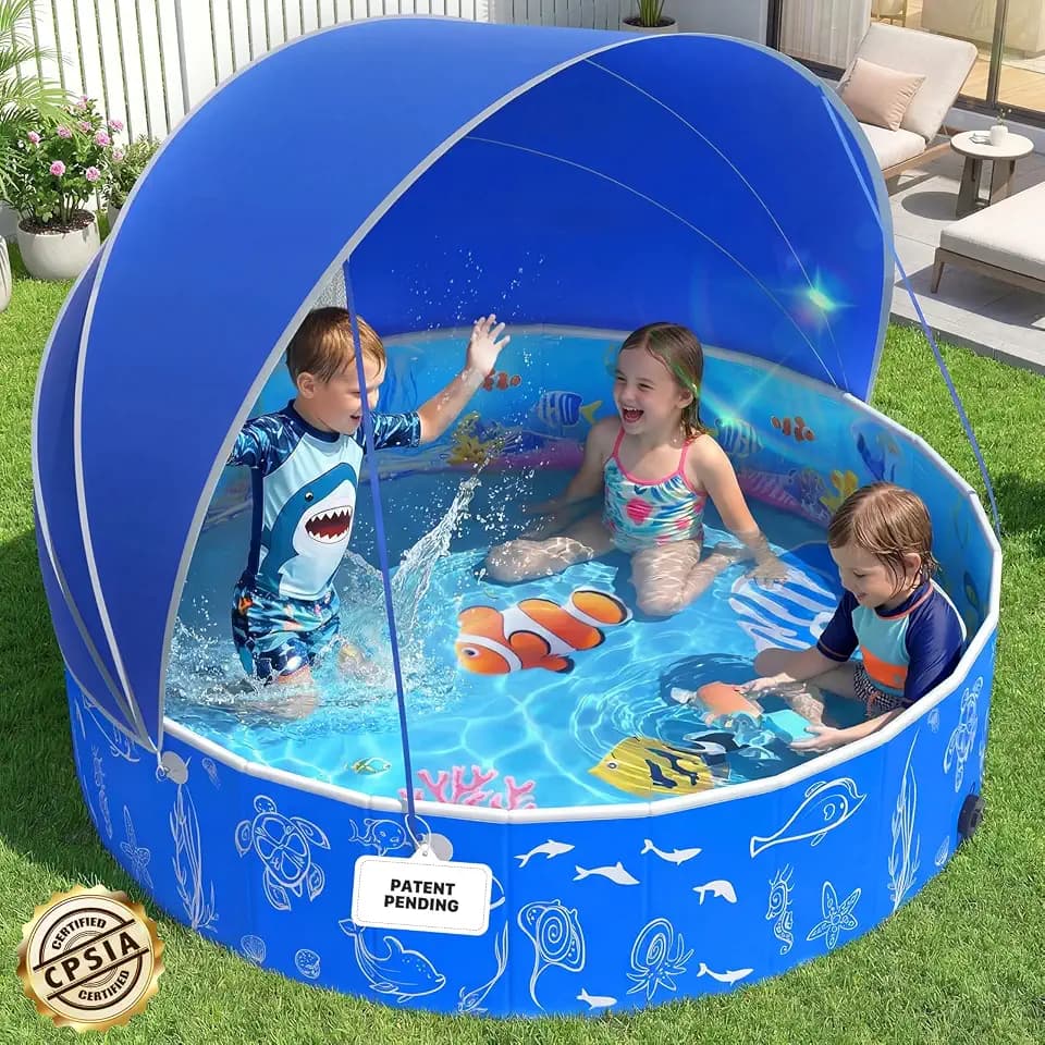 StarOcean 2026 Kiddie Pool with Canopy,Baby Swimming Pool for Toddler-51''