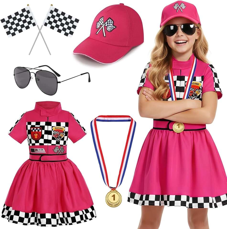 Girls Race Car Driver Costume Racing Suit Racer Dress