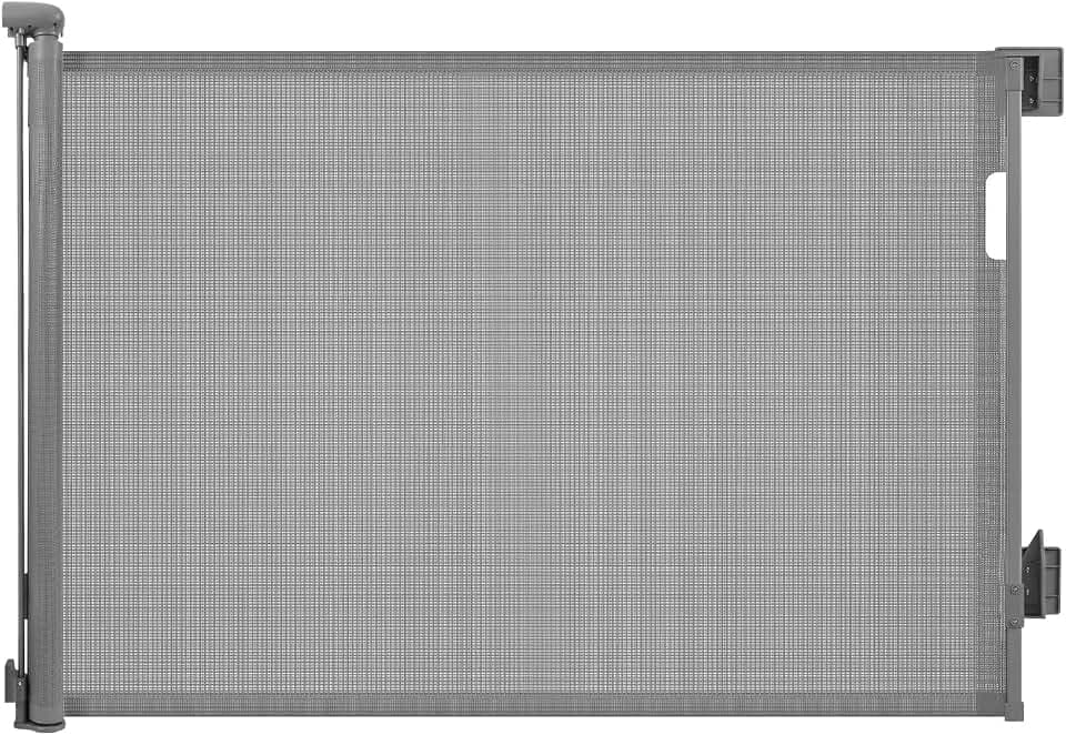 Sekey Treppenschutzgitter Ausziehbar 0-150 cm, Höhe 97 cm, Feste Schraubmontage Türschutzgitter, Kindersicherheitsgitter für Tür, Treppe, Hunde & Katzen, Türschutzgitter Schwarz Grau