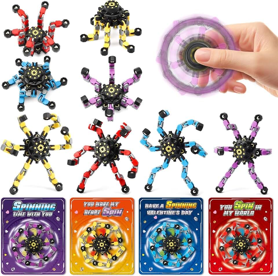 24 Pack Valentine's Day Cards for Kids Exchange with Fidget Spinners