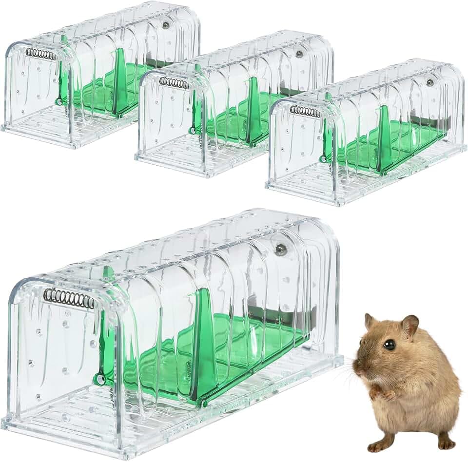 4 Stück Mausefalle, Lebendfalle für Maus Mausefalle Lebend,Klein und mittelgroß Lebendfalle Maus, Maus Lebendfalle mit Mäuseköder Box,mit Luftlöchern,Wiederverwendbare Mausefalle Lebendfalle fürs Haus