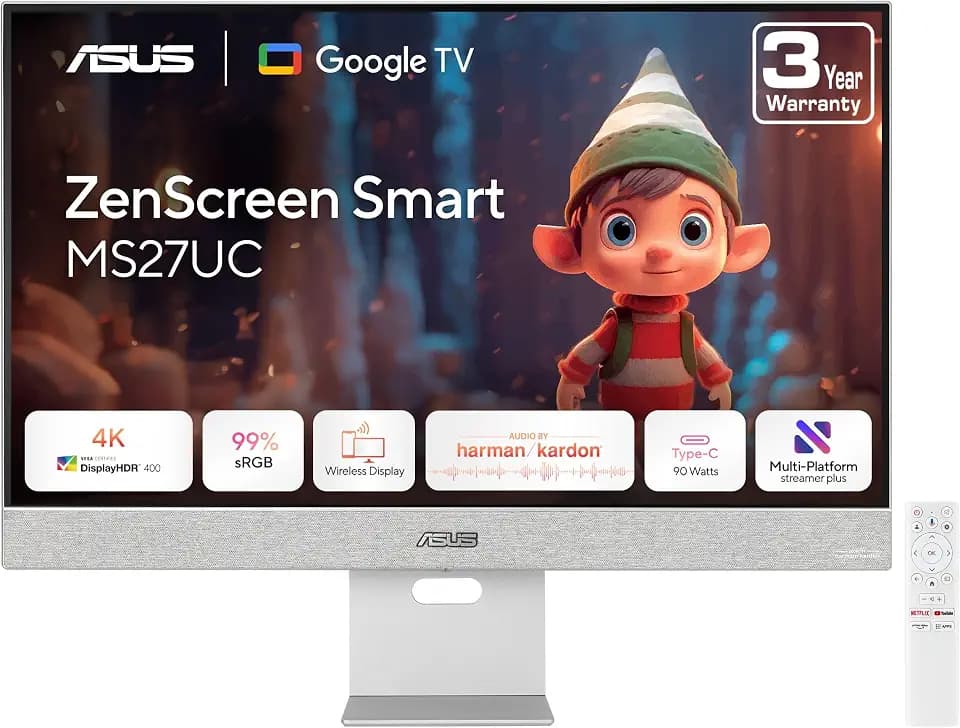 ASUS ZenScreen MS27UC 27 Inch 4K Smart Monitor, Speaker, HDMI, USB-C 90W