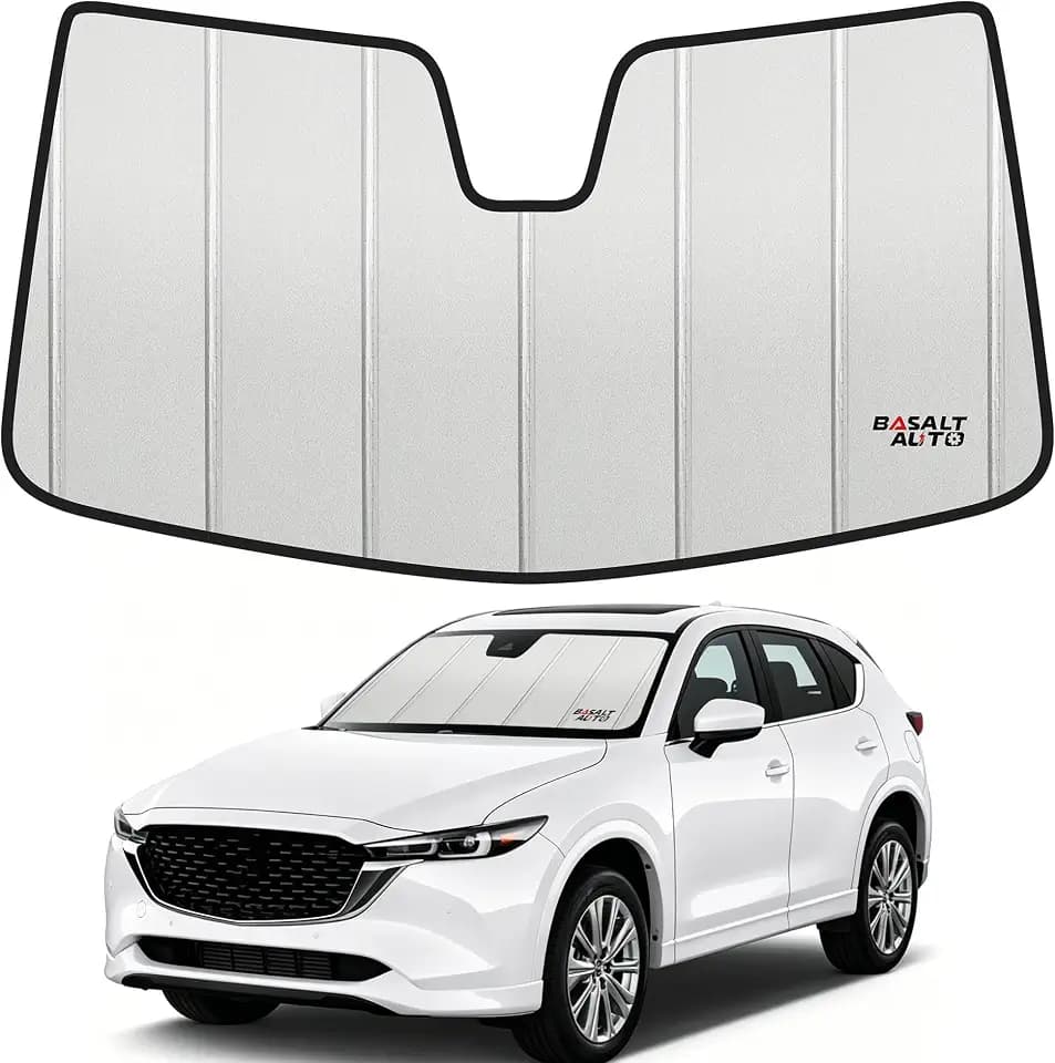 2017-2025 CX-5 Windshield Sun Shade Compatible for 2017-2025 Mazda CX-5 Upgraded 6 Layers Accordion-Folding Front Sun Visor with Storage Bag Keep Interior Cool