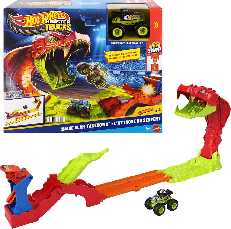 Hot Wheels Monster Trucks Snake Slam Takedown und exklusiver Bone Shaker