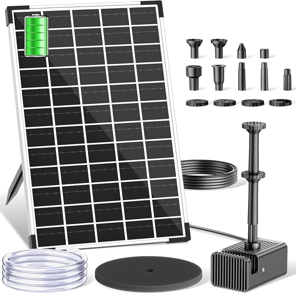 Biling 12W Solar Springbrunnen mit 5000mAh Reserveakku bis 600L Teiche